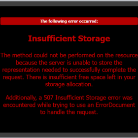 507 insufficient storage error WordPress